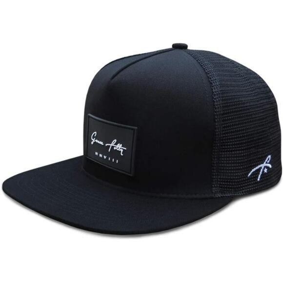 Flat Bill Trucker Hat Mesh Snapback Adjustable Cap for Men and Women Black - Picture 1 of 8